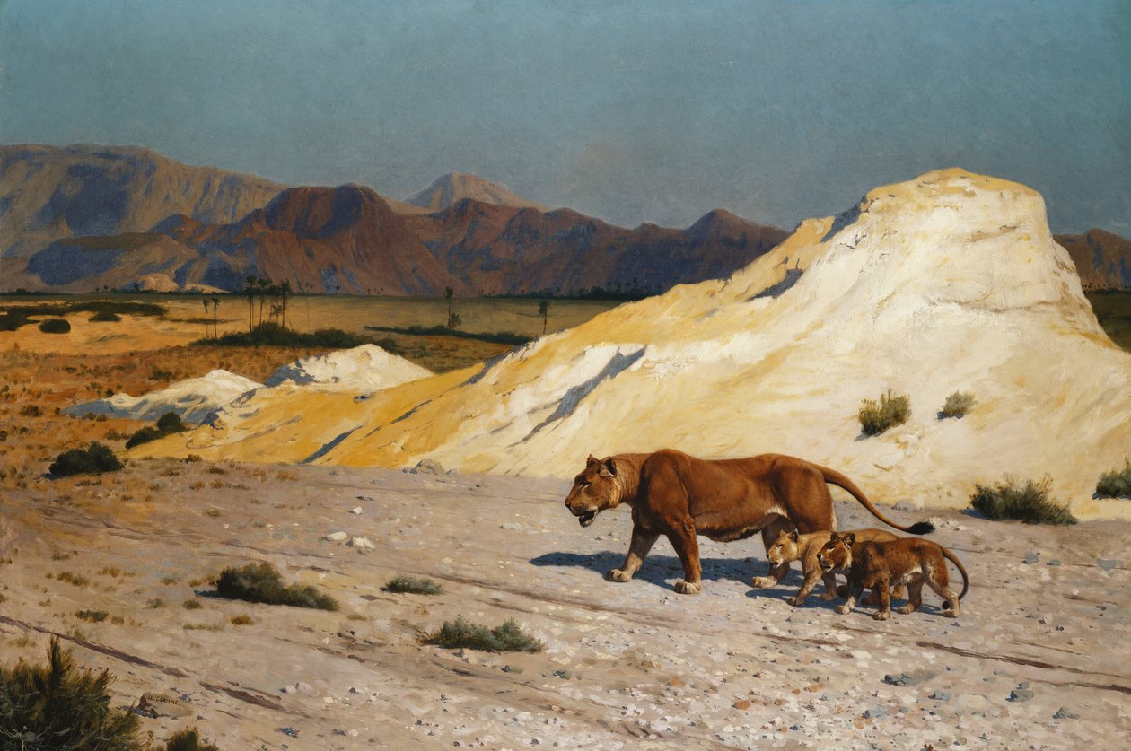 Löwin und Junge von Jean Leon Gerome