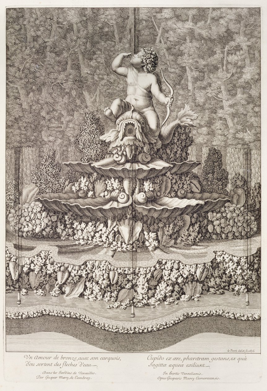 Brunnen mit Amor von Gaspar Marcy in Versailles, 1676 von Jean Lepautre