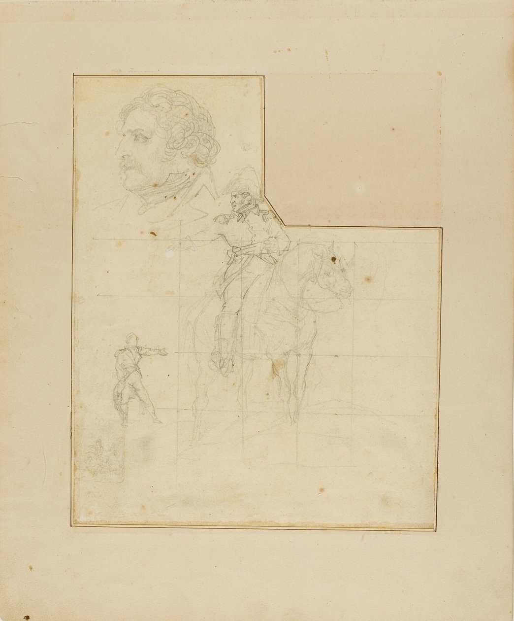 Berittener Offizier und andere Skizzen von Jean Louis André Théodore Géricault
