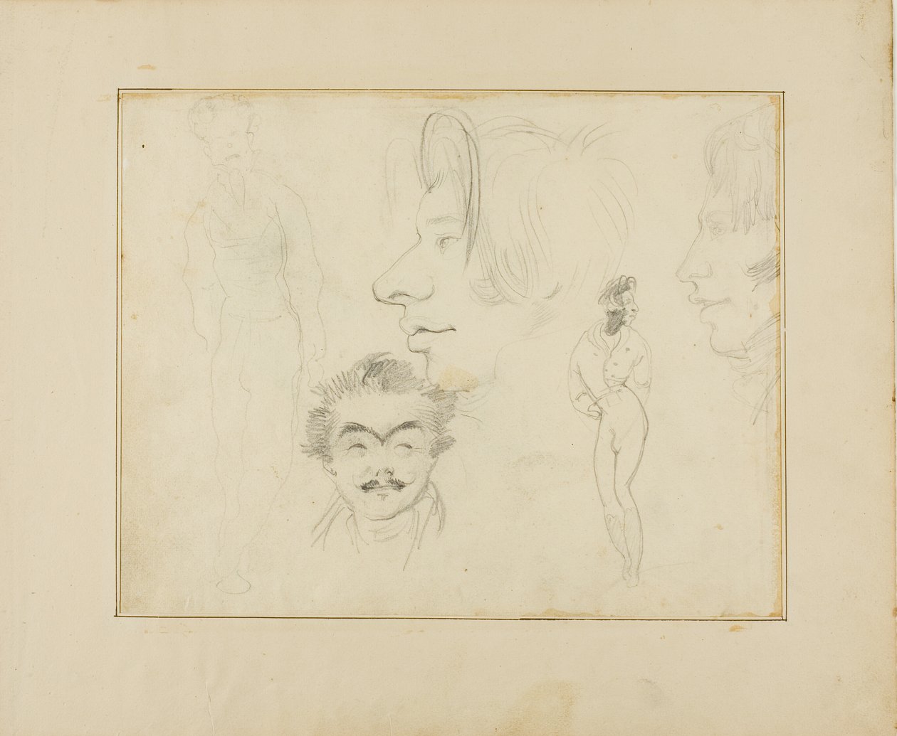 Blatt mit Karikaturen von Jean Louis André Théodore Géricault