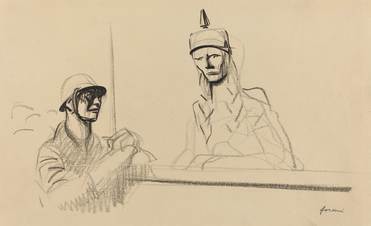 Französischer Soldat spricht Germania an, ca. 1914-1919 von Jean Louis Forain