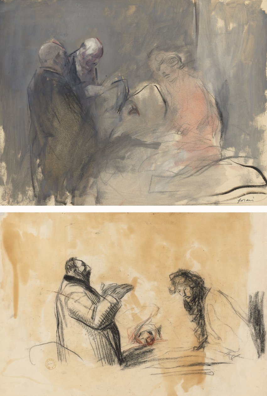 Im Krankenhaus (recto) Skizze für Im Krankenhaus (verso) von Jean Louis Forain