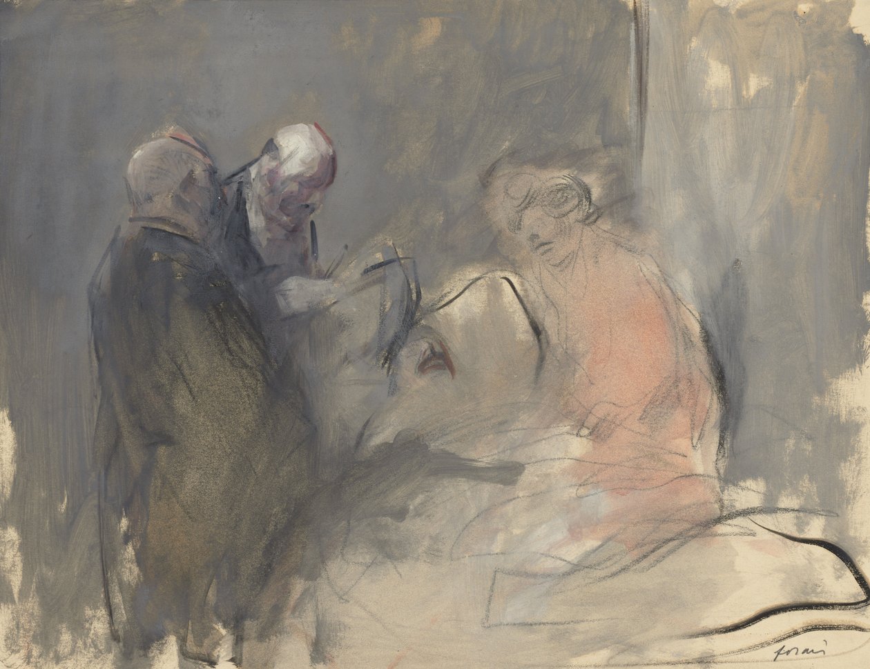 Im Krankenhaus recto Skizze für Im Krankenhaus verso, viertes Viertel 1800 oder erstes Drittel 1900 von Jean Louis Forain