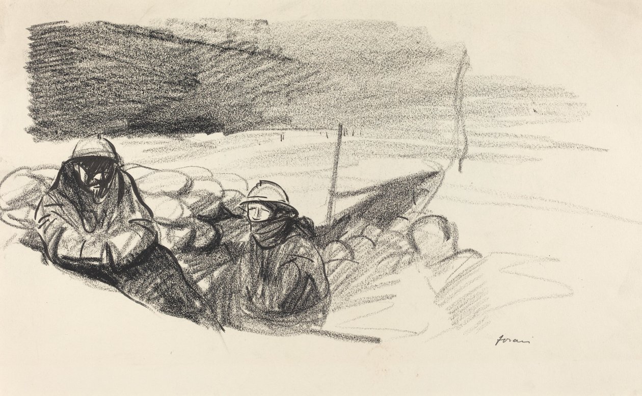 Zwei Soldaten in einem Graben, ca. 1914-1919 von Jean Louis Forain