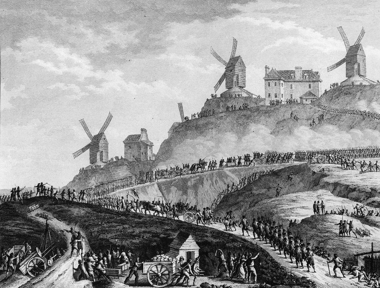 Französische Revolution: Kanonen von Paris nach Montmartre am 15. Juli von Jean Louis II (after) Prieur