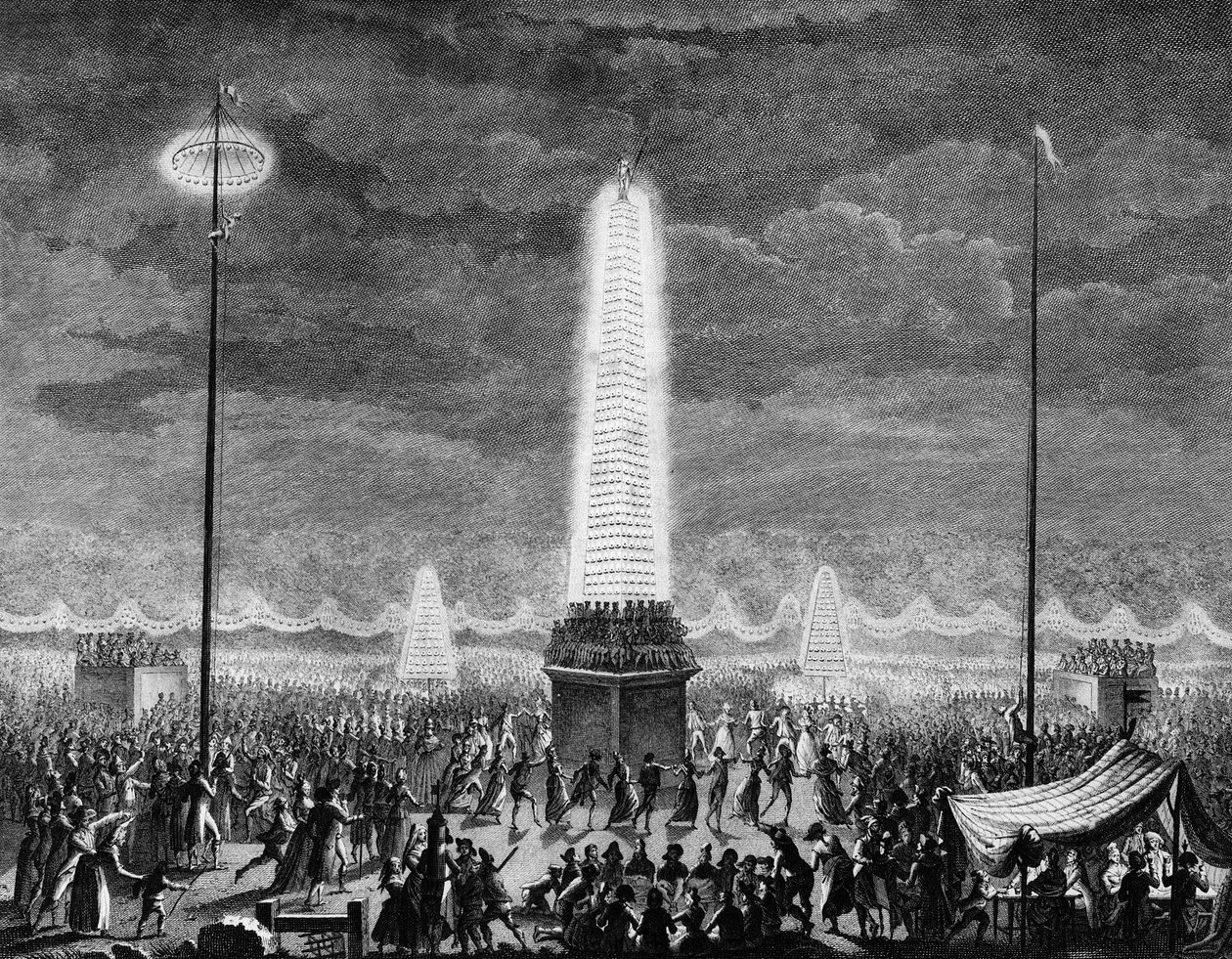 Französische Revolution: Feste und Beleuchtungen auf den Champs-Élysées in Paris am 18. Juli von Jean Louis II (after) Prieur