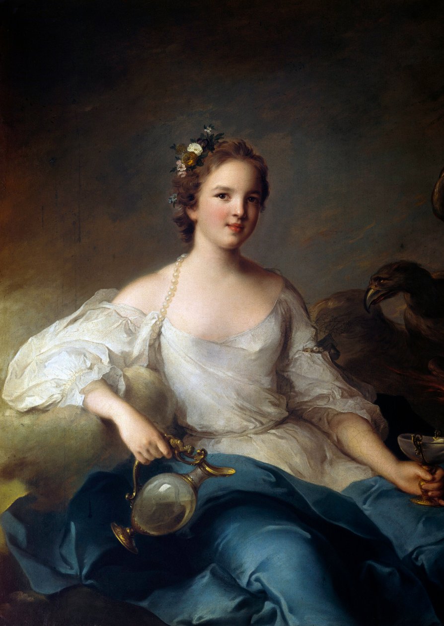 Porträt von Charlotte Louise de Rohan - Guemenee, Prinzessin von Masseran, Marquise von Crevecoeur, dargestellt als Hebe von Jean Marc Nattier
