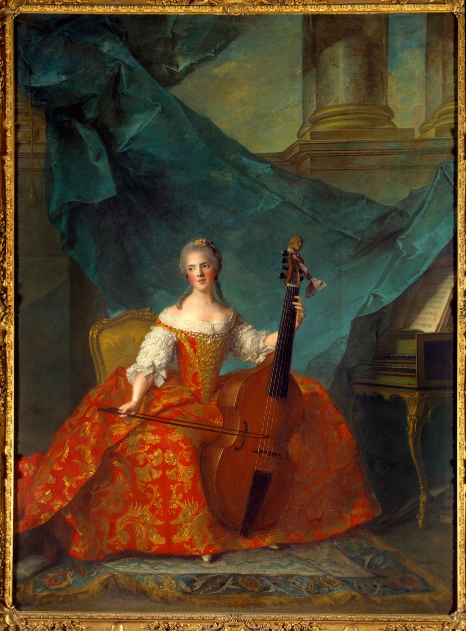Porträt von Madame Henriette de France (1727-1752), Tochter von Ludwig XV., beim Spielen der Bassgambe von Jean Marc Nattier