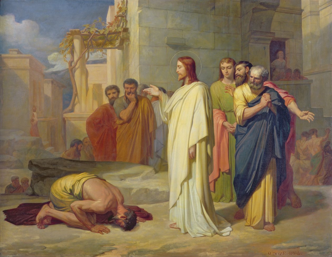 Jesus heilt den Aussätzigen, 1864 von Jean Marie Melchior Doze
