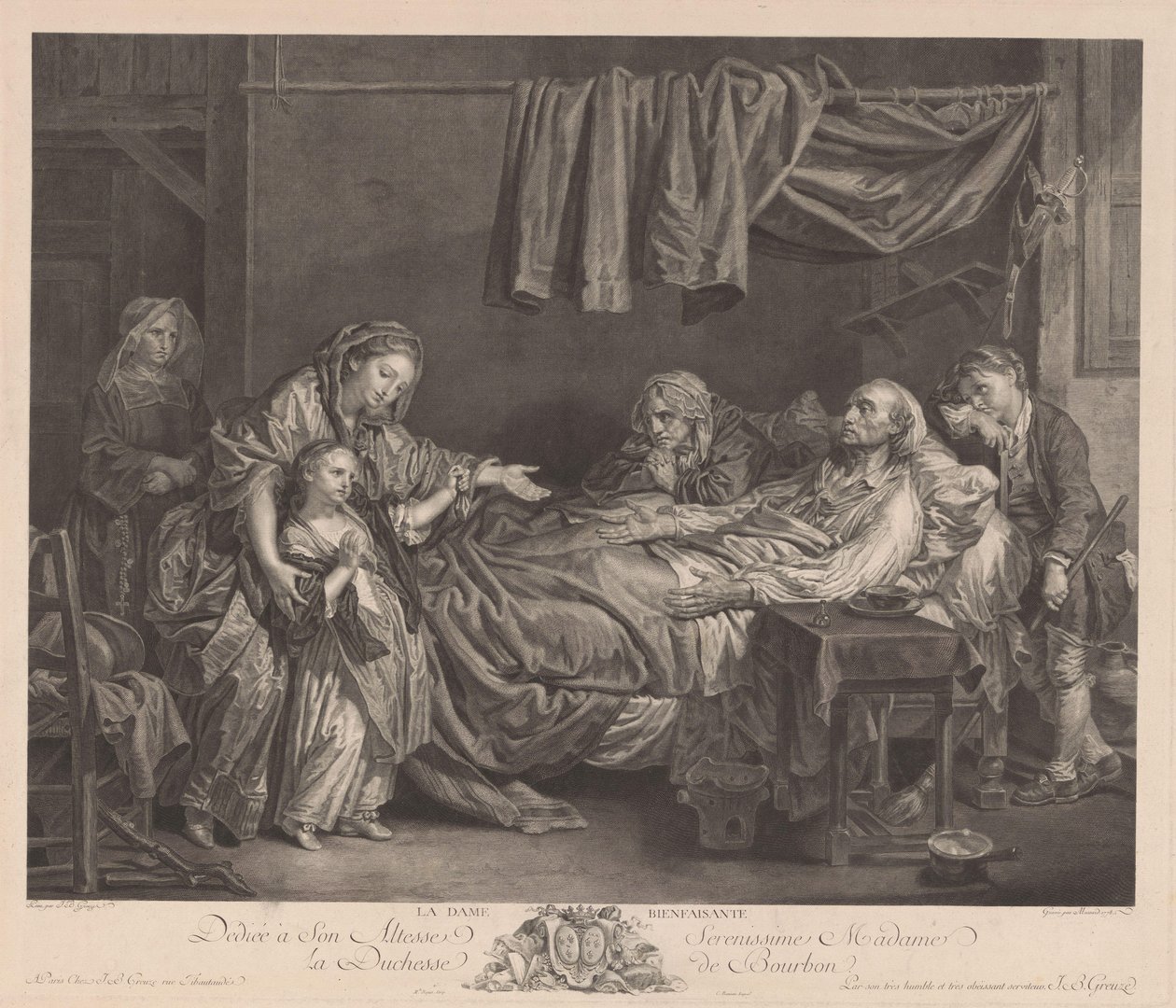 Familie um ein Krankenbett von Jean Massard