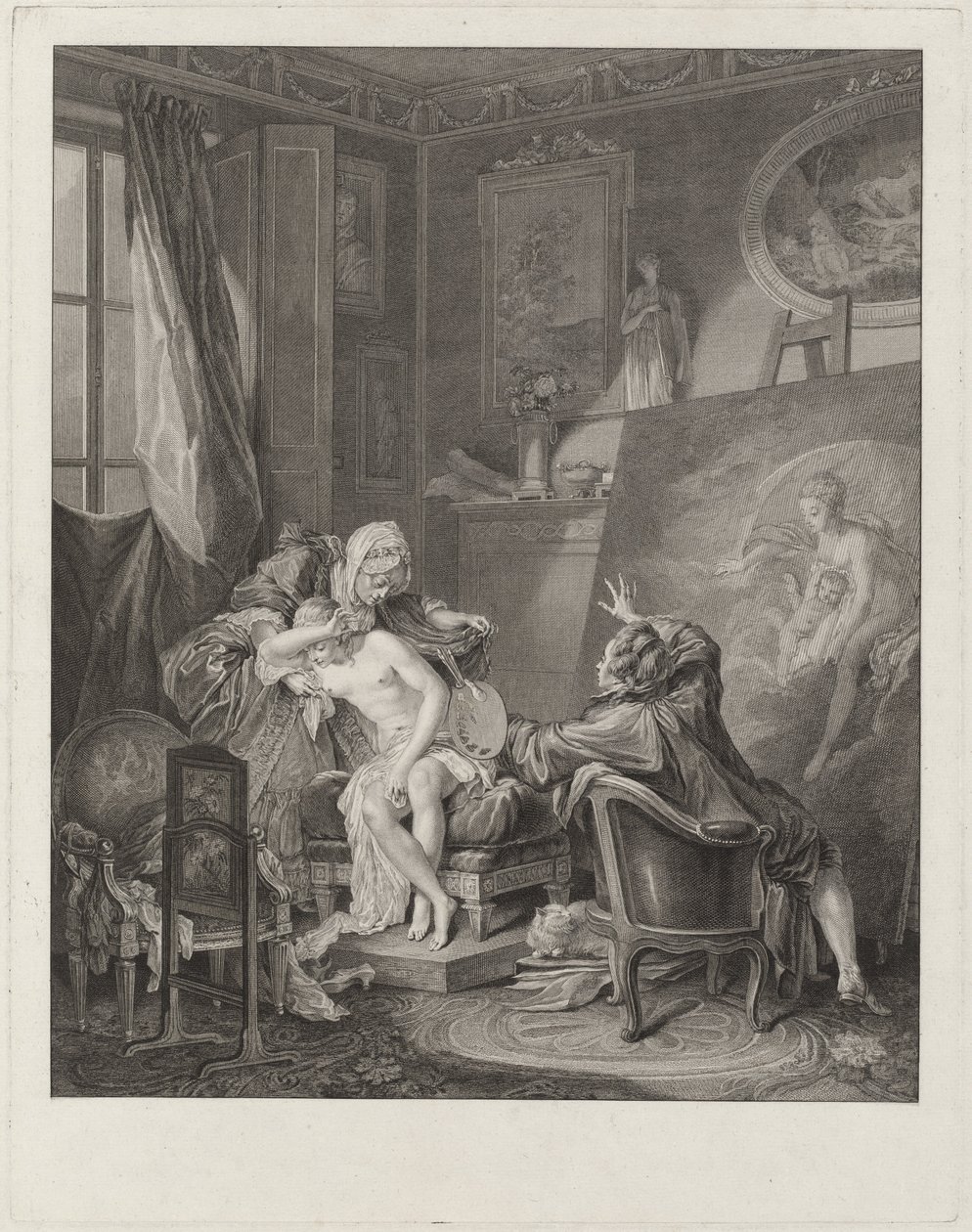 Le modèle honnête von Jean Michel Moreau and Jean Baptiste Blaise Simonet after Pierre Antoine Baudouin