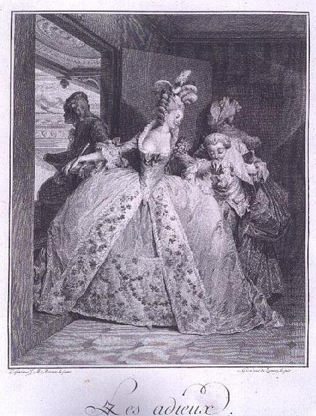 Der Abschied, graviert von Robert Delaunay (1749-1814) von Jean Michel the Younger (after) Moreau