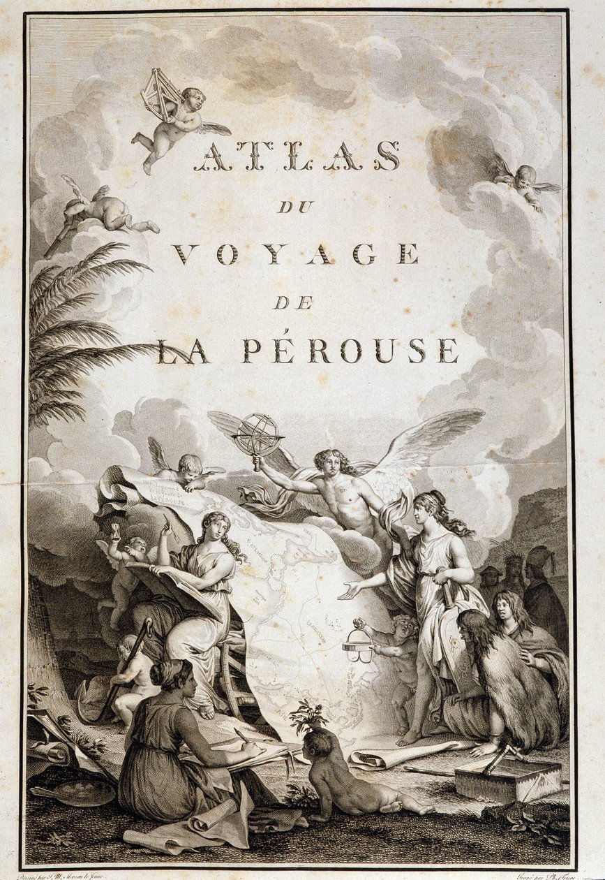 Titelseite von „Atlas du voyage de La Perouse“ (Jean-Francois Galaup, Comte de La Perouse) von Jean Michel the Younger Moreau
