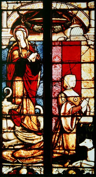 Porträt der Stifterin Margarete von Österreich und ihrer Schutzheiligen, der Heiligen Margarete, 1527-29 von Jean Orquois Antoine Noisin