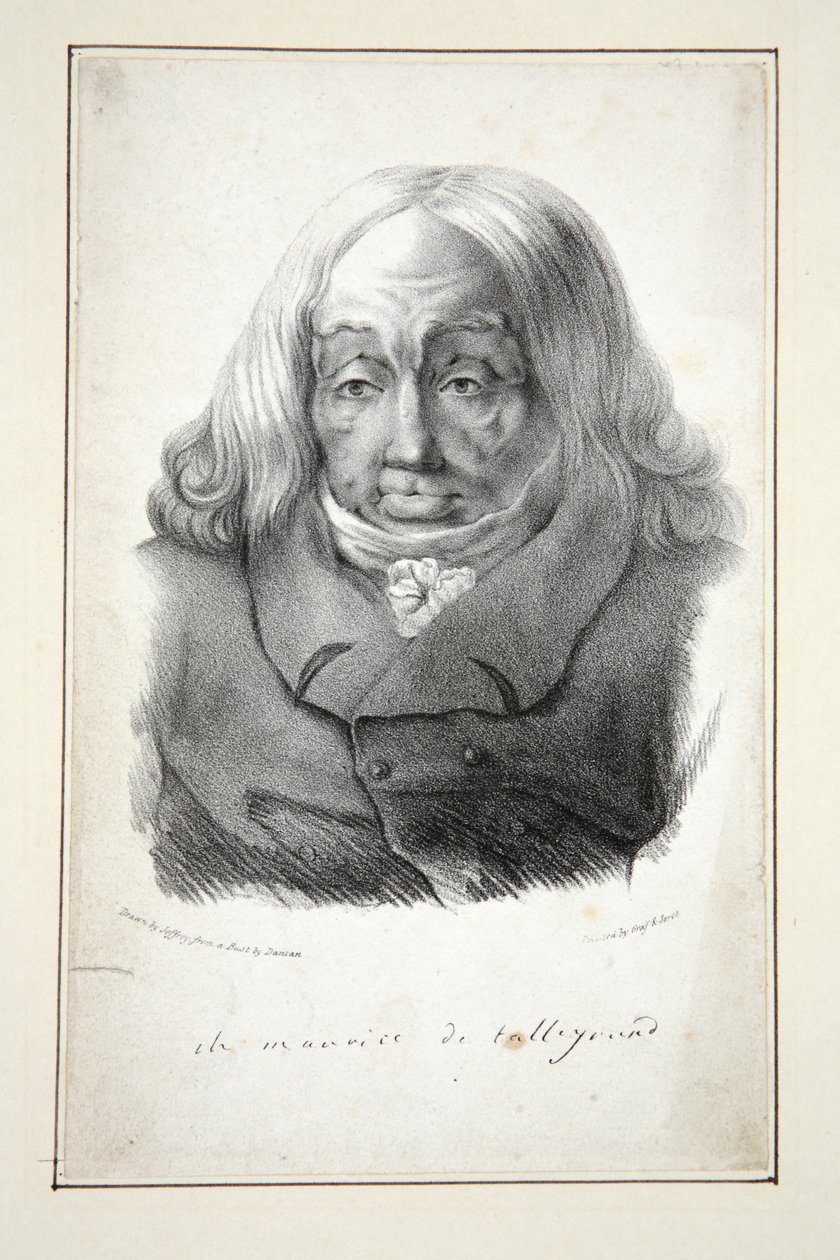 Porträt von Talleyrand, im Alter von 79 Jahren, veröffentlicht 1835 von Jean Pierre (after) Dantan
