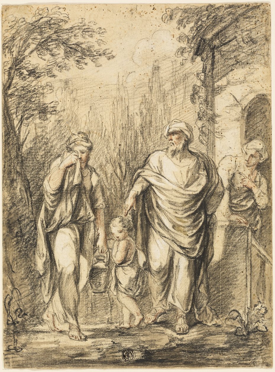 Abraham vertreibt Hagar und Ismael von Jean Pierre Antoine Tassaert