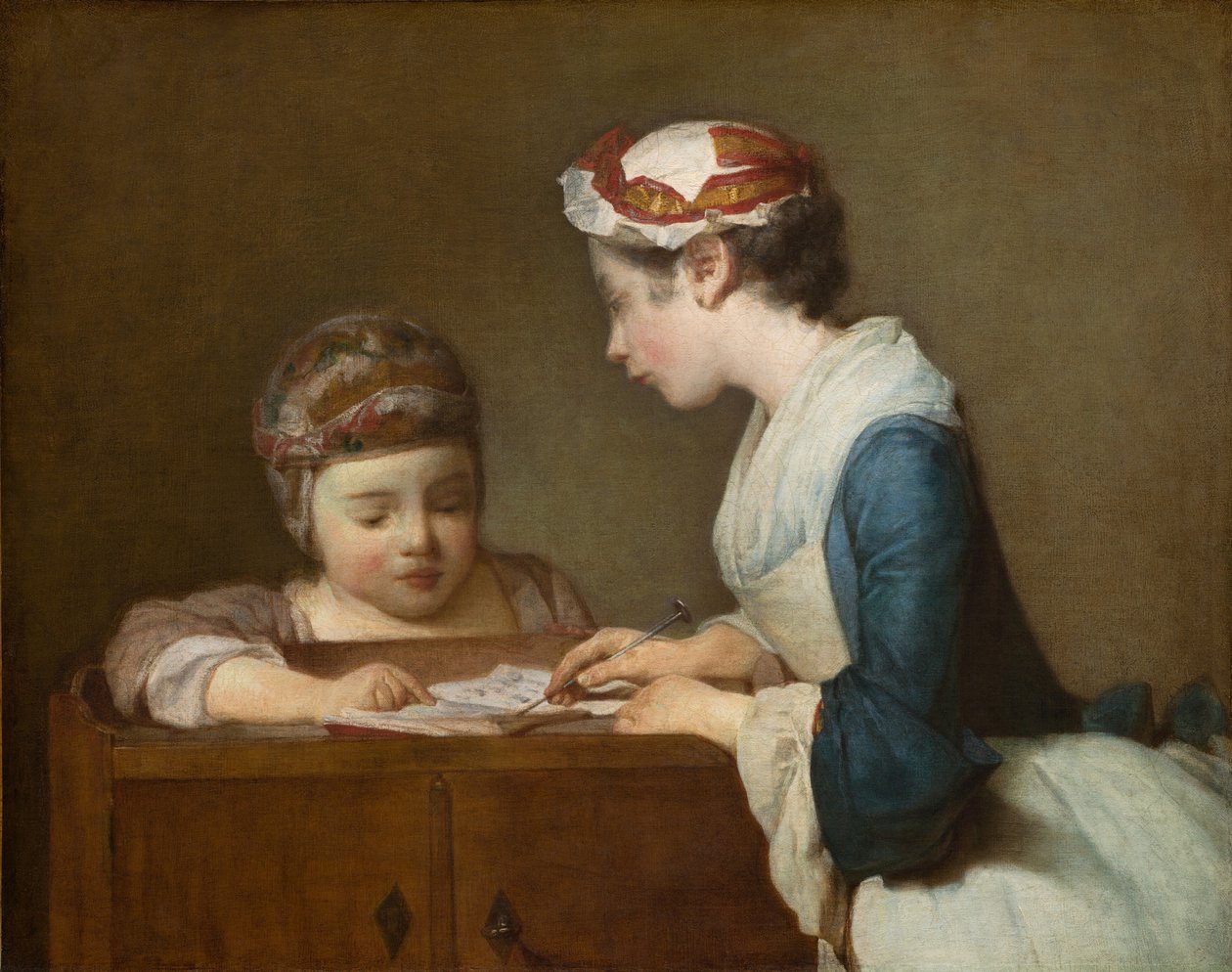 Die kleine Lehrerin von Jean Baptiste Simeon Chardin