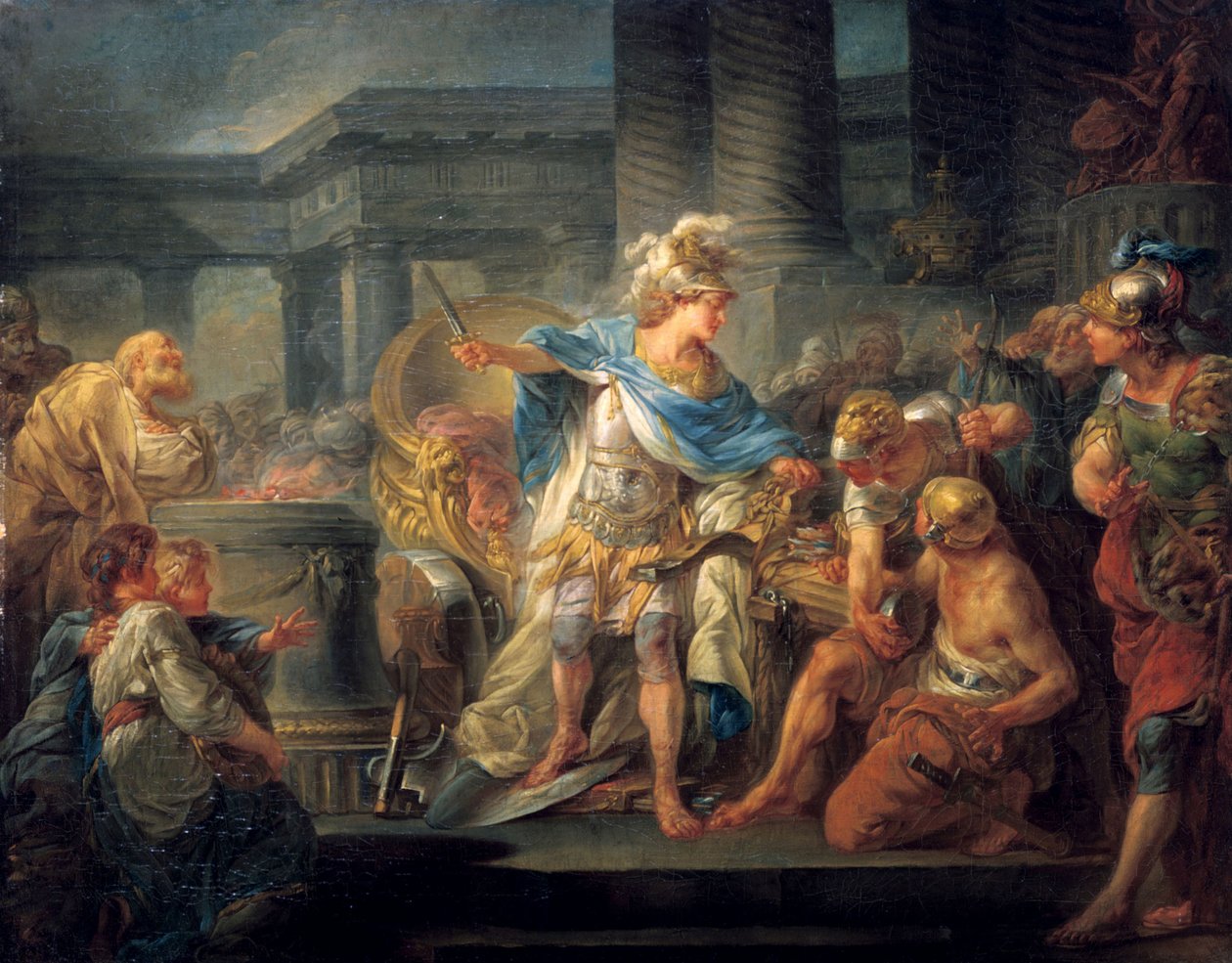 Alexander durchtrennt den Gordischen Knoten von Jean Simon Berthelemy