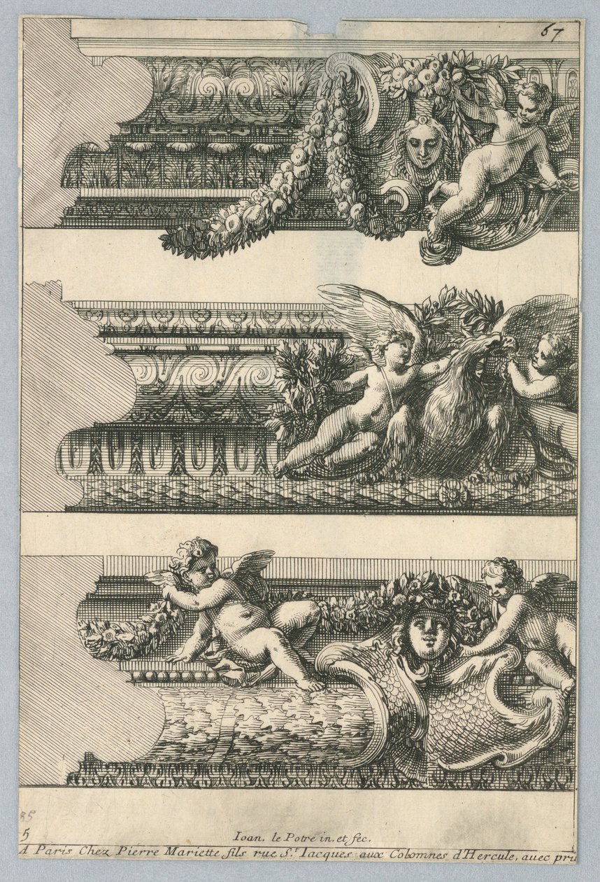 Entwurf für bemalte Rahmen, aus "Bordures de Tableau" von Jean le Pautre