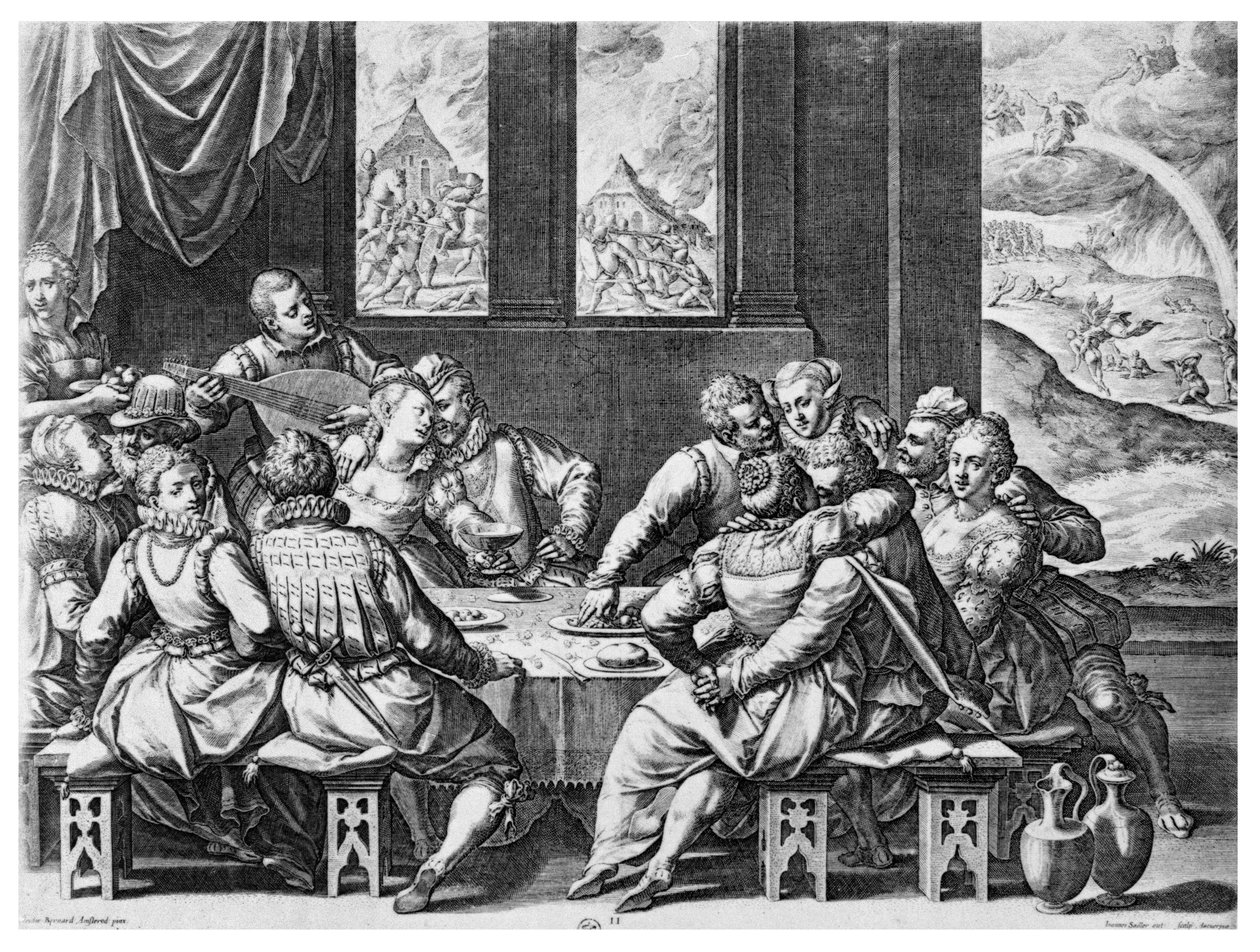 Leben am Hofe von Katharina de Medici (1519-89), 16. Jahrhundert von Jean or Johann Sadeler