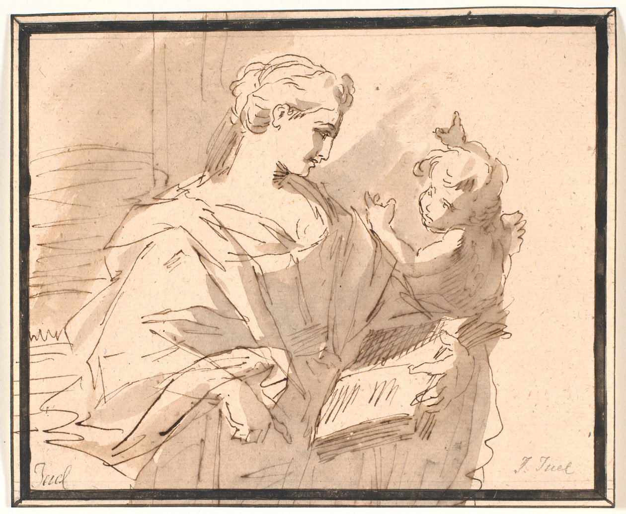 Eine Heilige mit einem Buch und einem Putto von Jens Juel