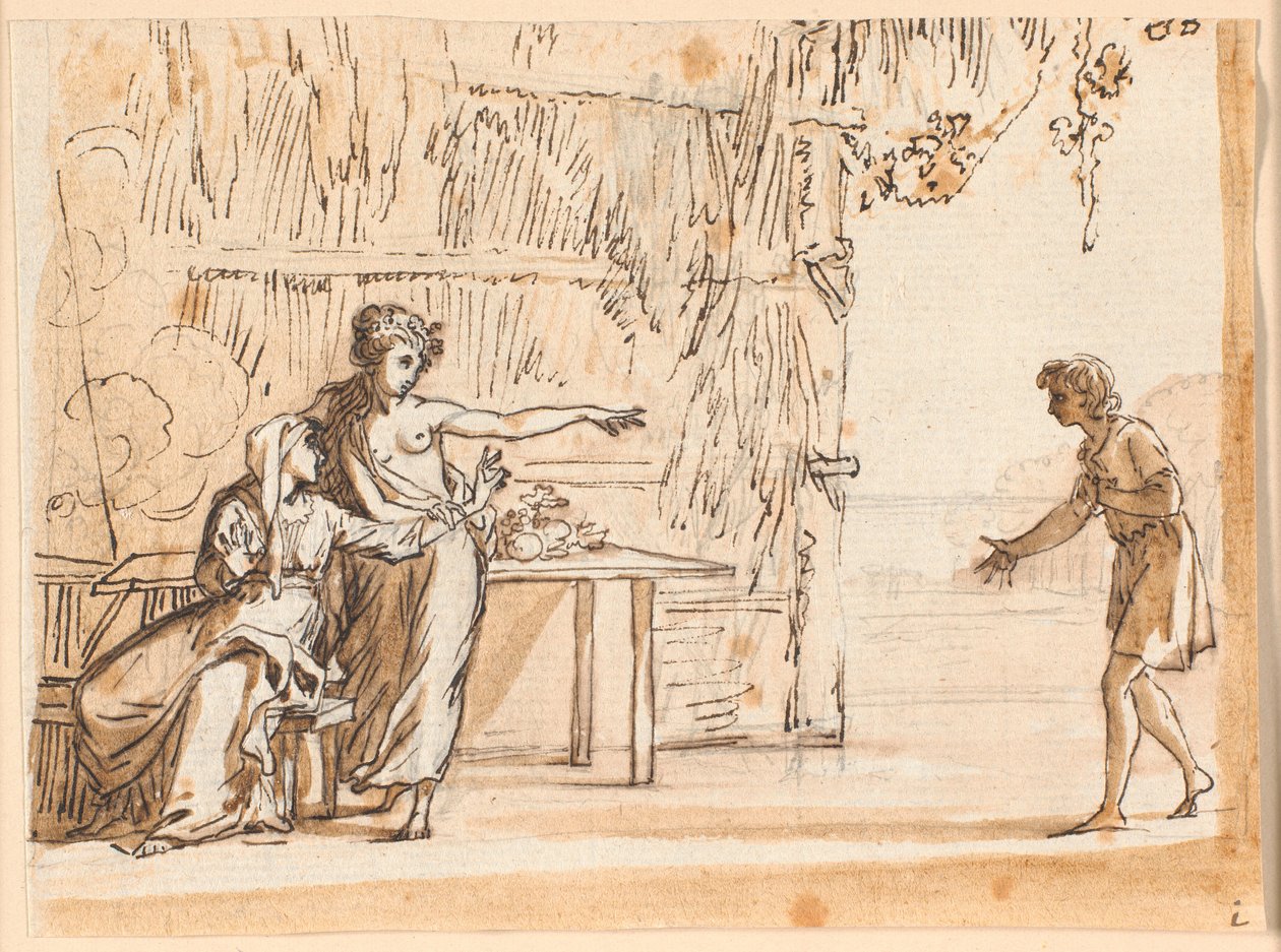 Eine Szene aus Salomon Gessners Idylle "Le premier navigateur" von Jens Juel