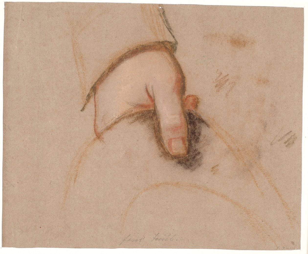 Studie für das Rybergsche Familienbild; Johan Christian Rybergs linke Hand, die einen Hut hält von Jens Juel