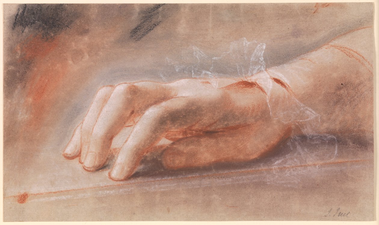Studie einer rechten Hand für das Porträt der Gräfin Anna Joachima Danneskiold-Laurvigen von Jens Juel
