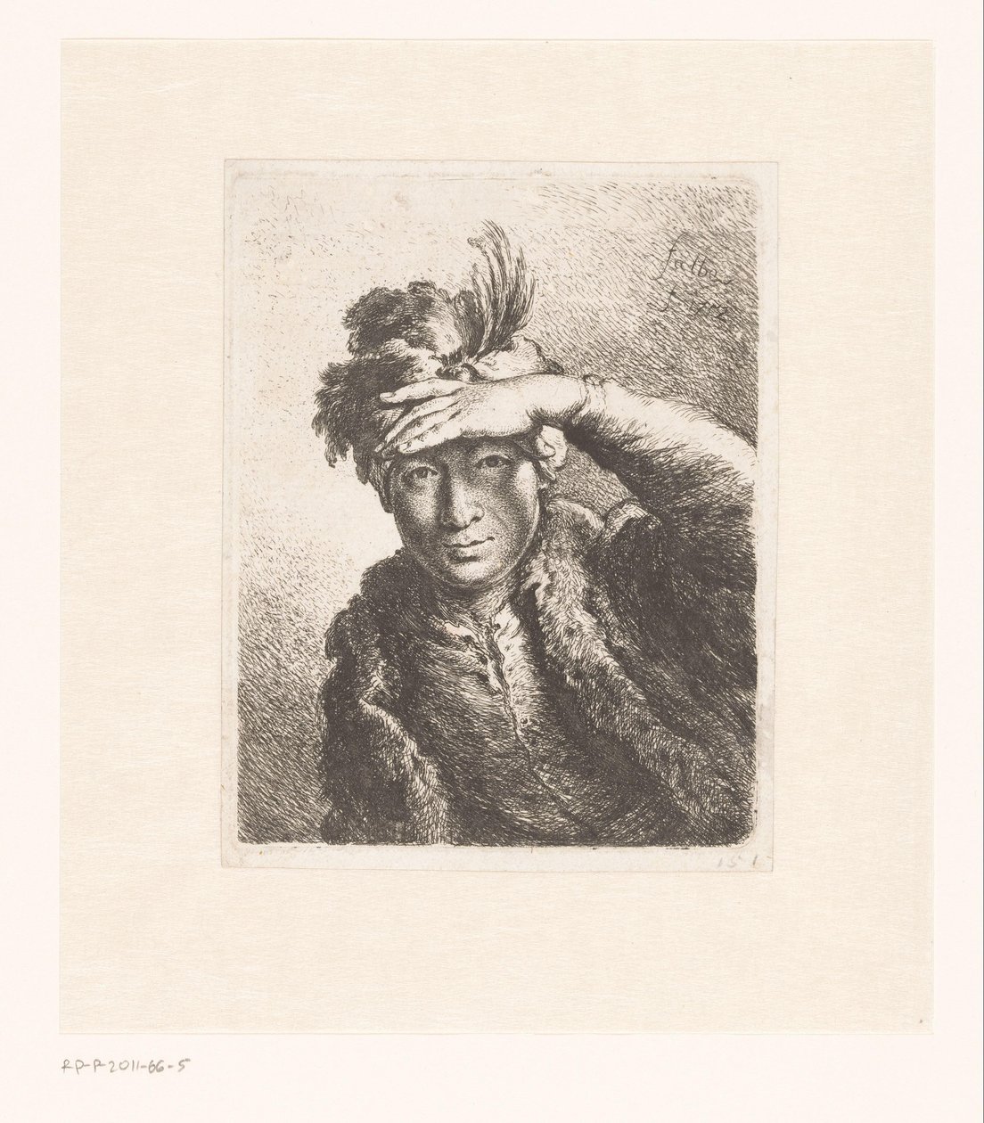 Porträt eines Mannes mit einer gefiederten Barett von Joachim Martin Falbe