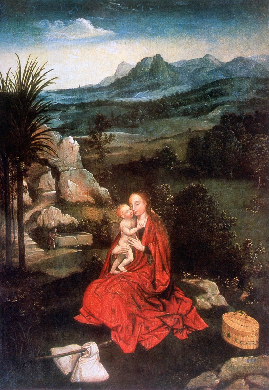 Die Rast auf der Flucht nach Ägypten (Detail), um 1500-1524 von Joachim Patinir