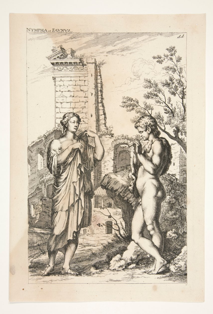 Diane de Gabies und ein Faun, aus Sculpturae Veteris Admirata von Joachim von Sandrart