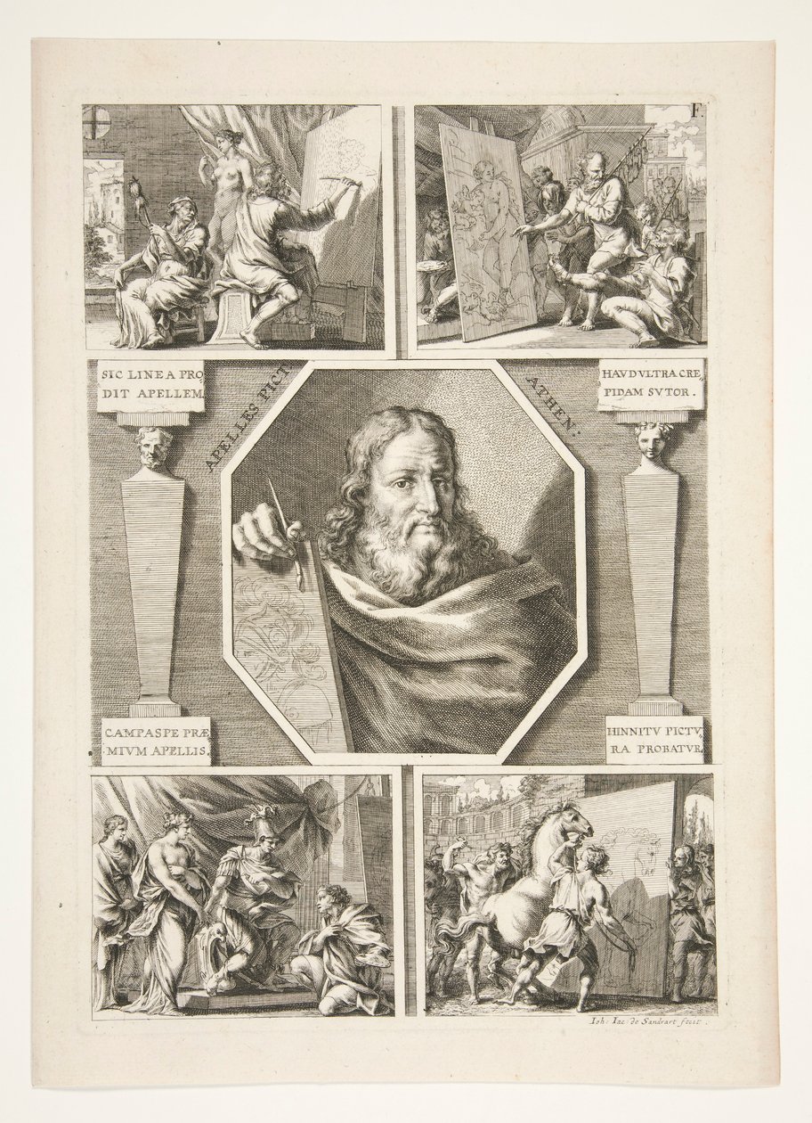 Porträt von Apelles und vier Szenen aus dem Leben von Apelles von Joachim von Sandrart