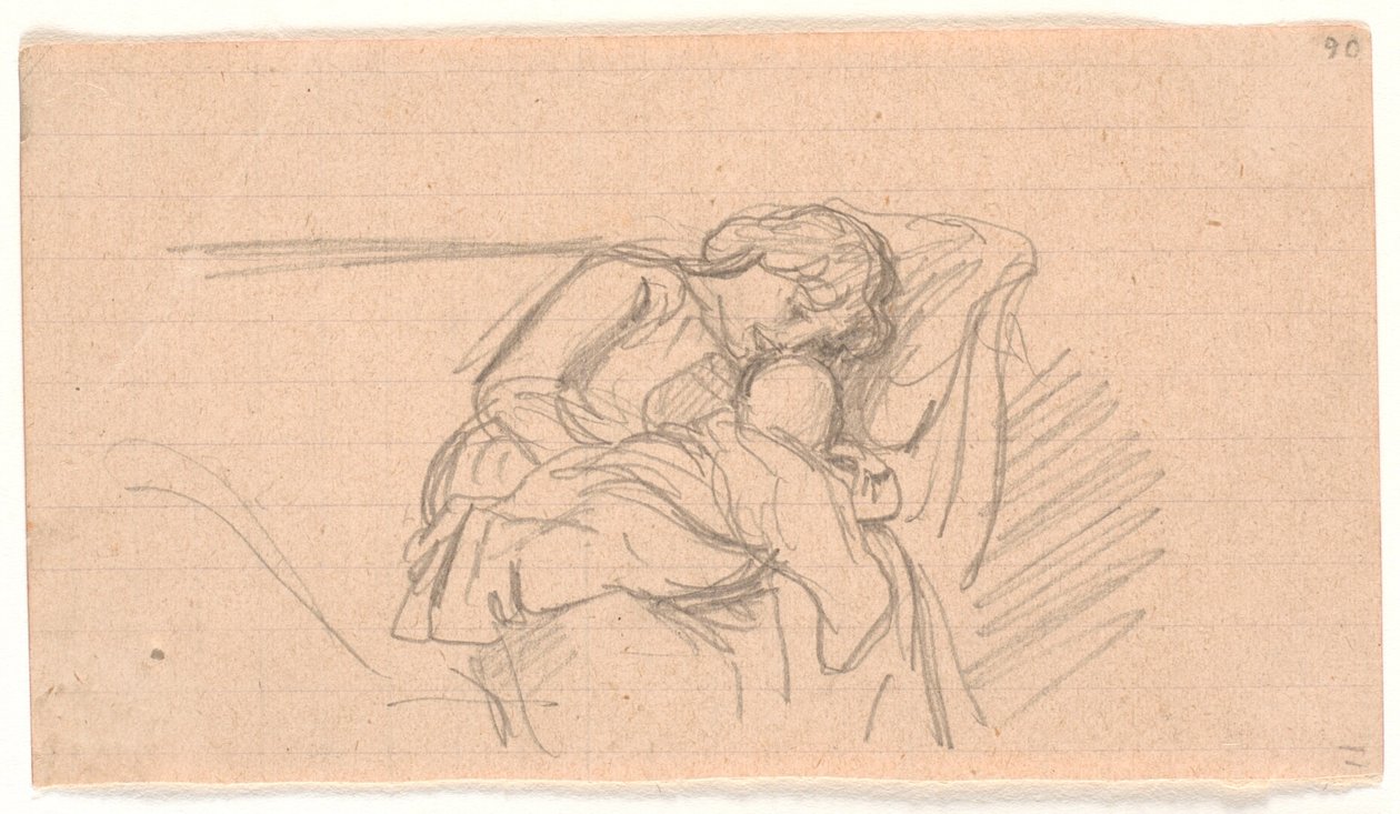 Frau mit Kind auf dem Schoß, sitzend auf dem Sofa von Joakim Frederik Skovgaard