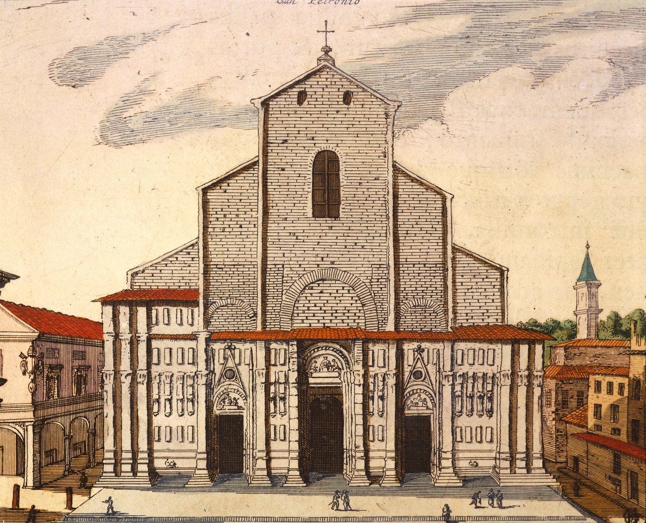 Die Basilika von San Petronio in Bologna, Druck aus Theatrum Civitatum et Admirandorum Italiae, Italien von Joan Blaeu