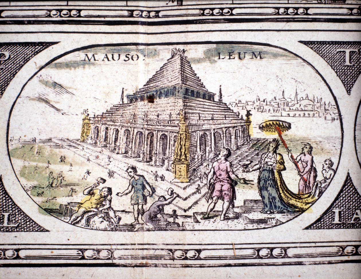 Darstellung der sieben Weltwunder: das Mausoleum von Halikarnassos. In 