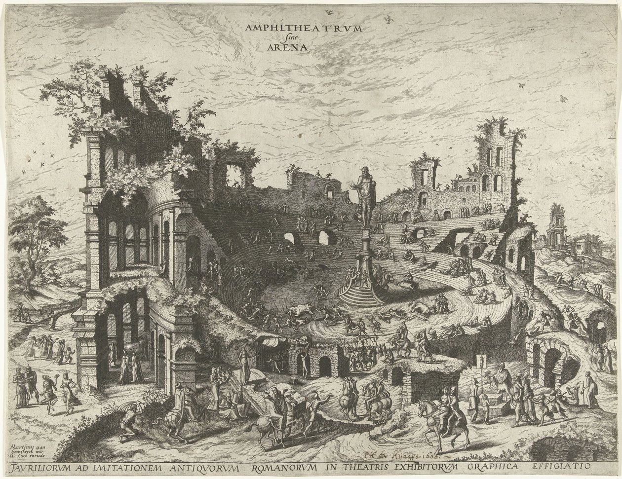 Stierkampf in den Ruinen eines Amphitheaters von Joannes van Doetechum (I)