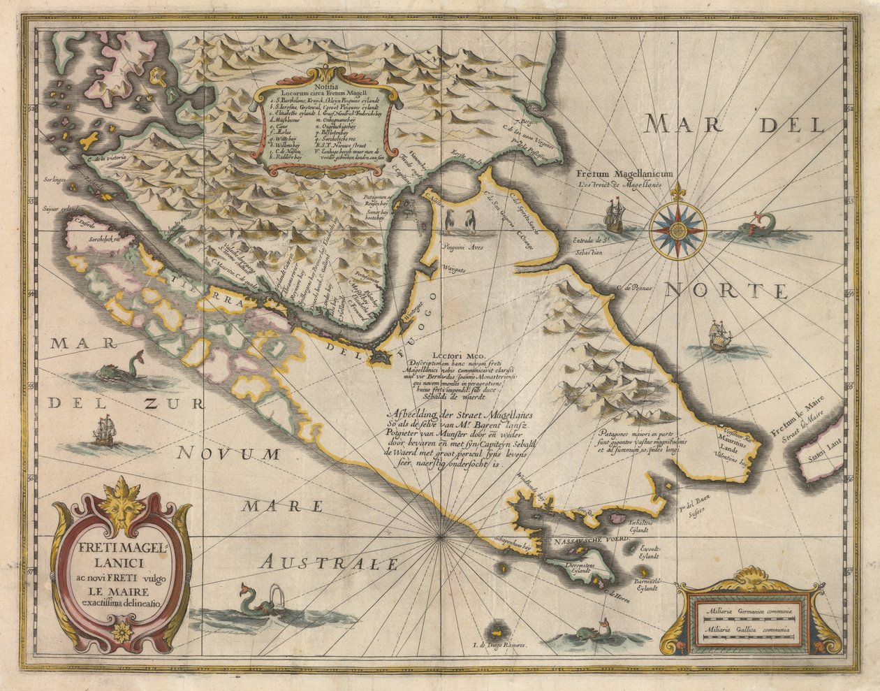 Freti Magellanici ac novi freti vulgo Le Maire exactissima delineatio, um 1630 von Jodocus Hondius