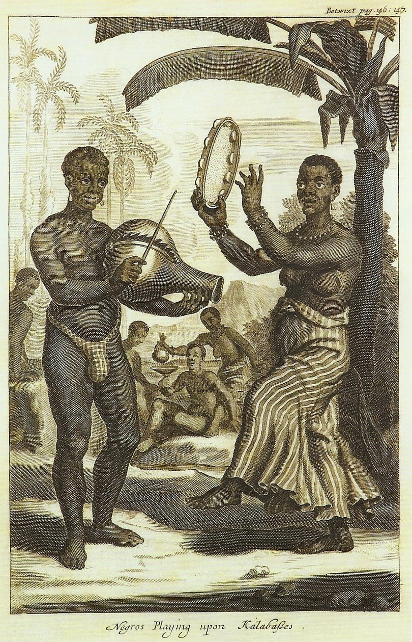 Neger spielen auf Kalebassen von Johan Nieuhof