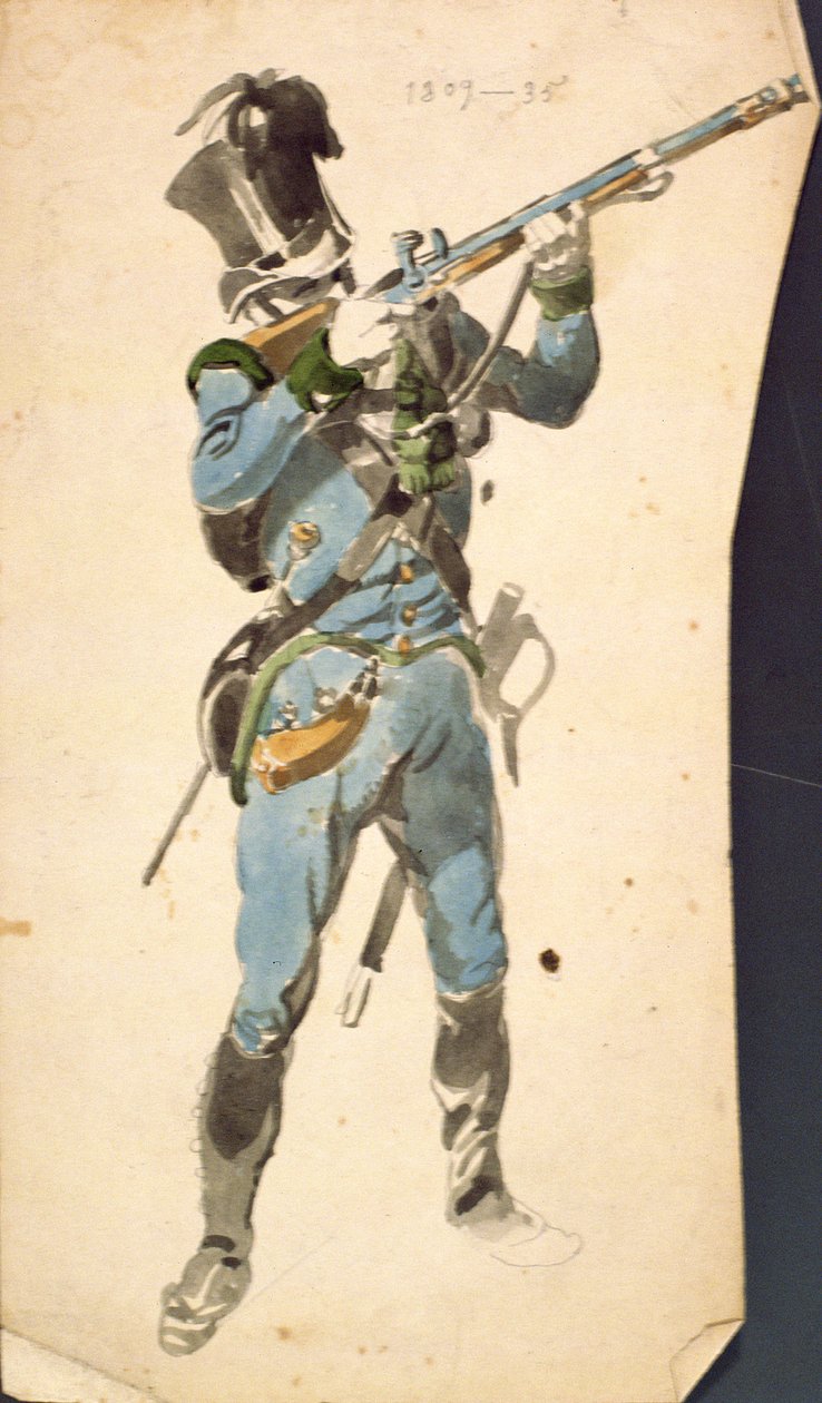 Ein Schütze der österreichischen Jäger, die Prestigeeinheit einer nationalen Elite, 1835 (Aquarell) von Johan Baptiste Heinefetter