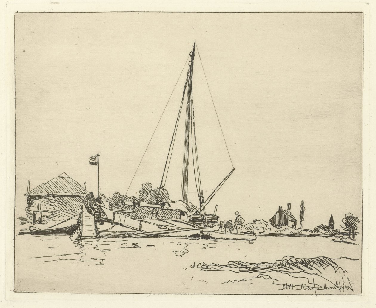 Das angedockte Schiff von Johan Barthold Jongkind