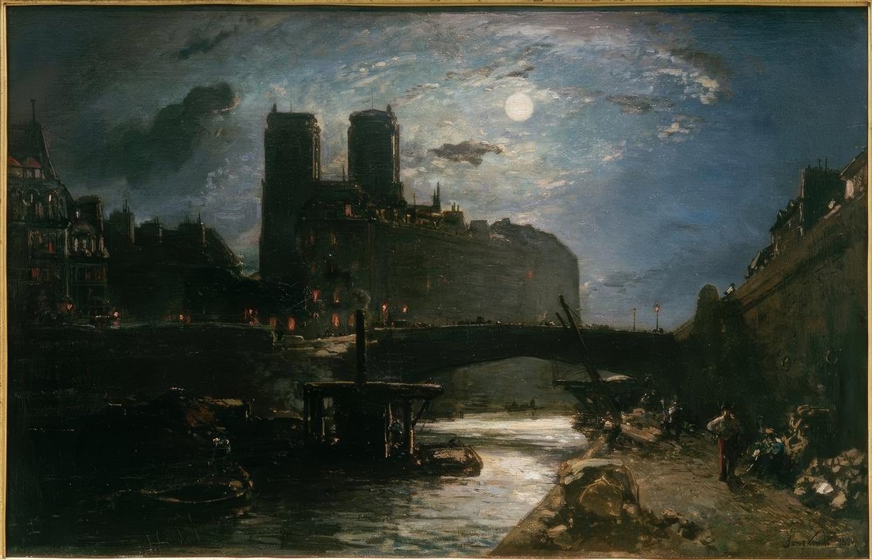 Notre-Dame de Paris im Mondschein von Johan Barthold Jongkind