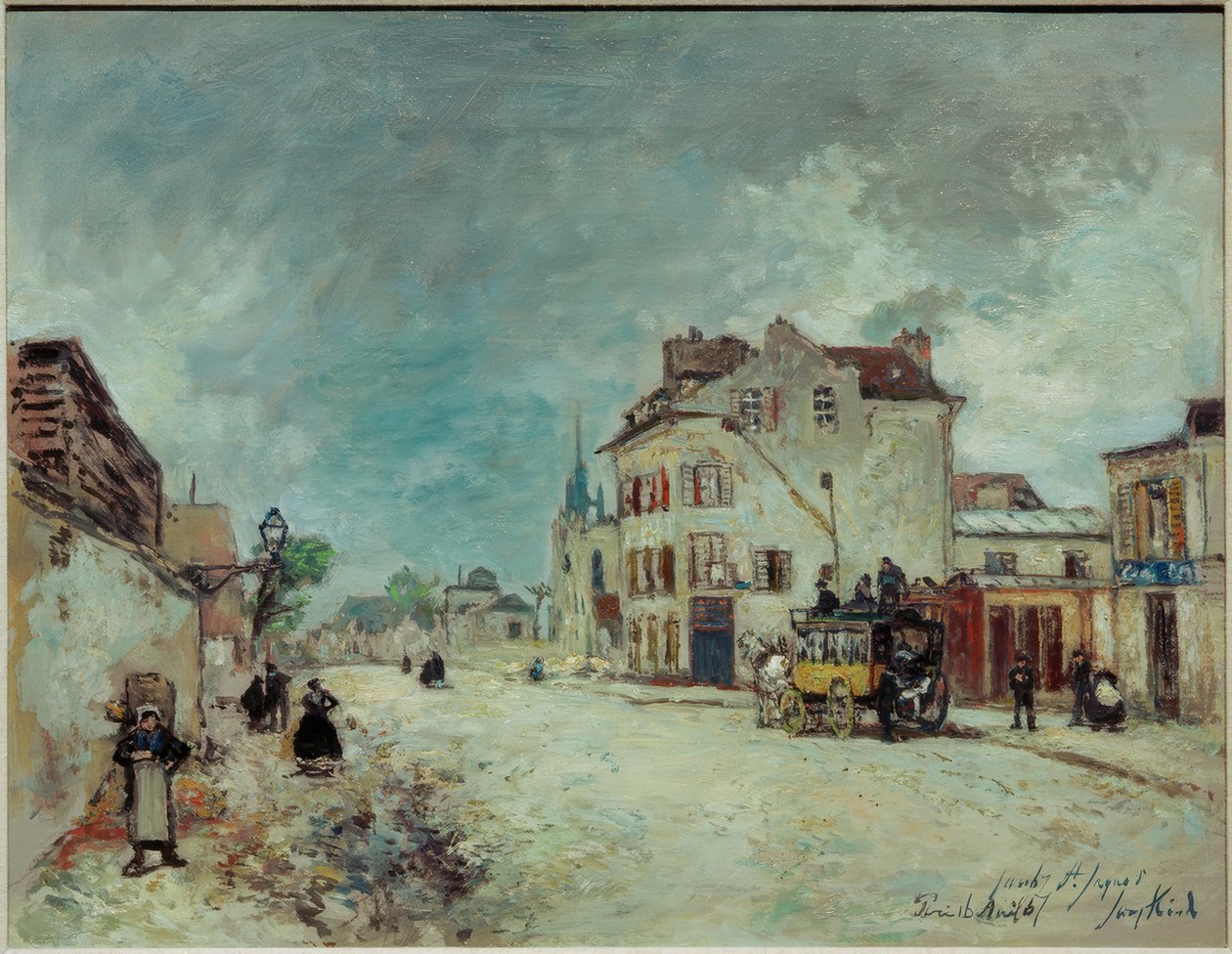 Postkutsche auf dem Faubourg St. Jacques von Johan-Barthold Jongkind