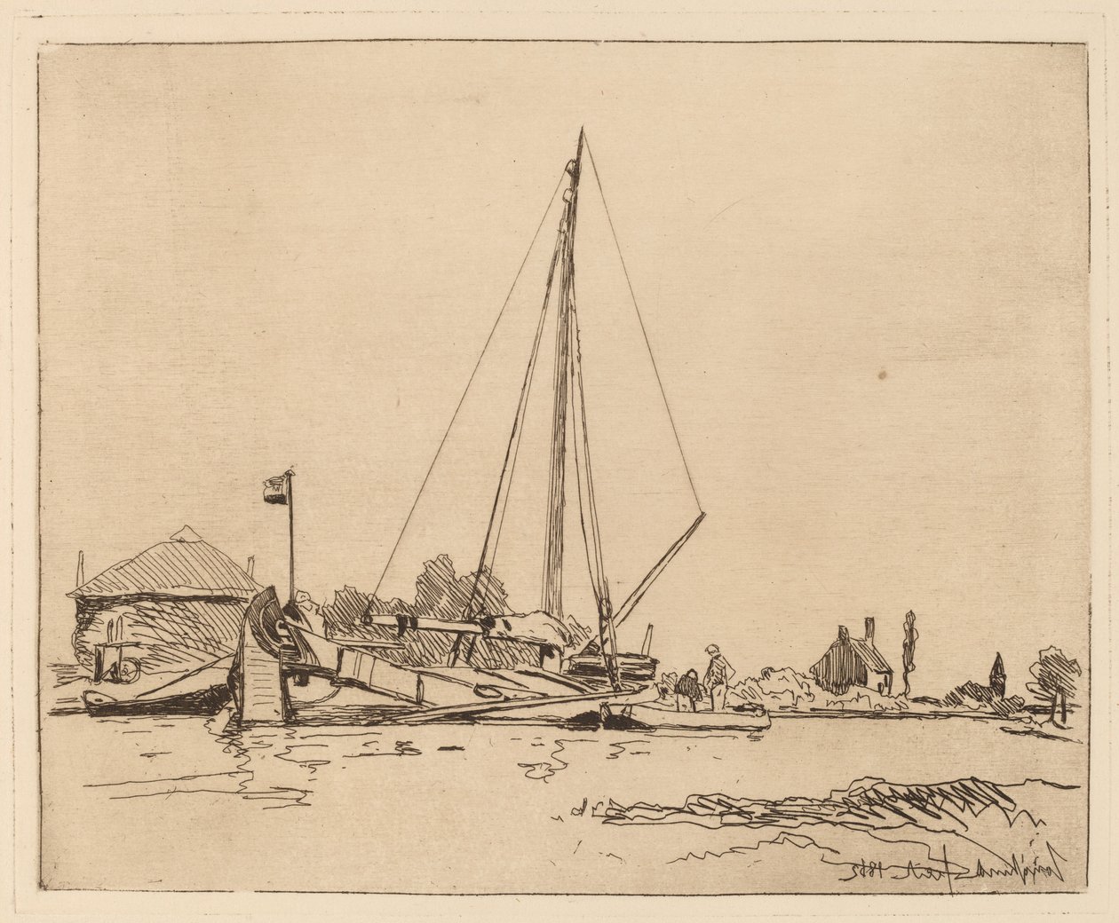 Das vertäute Boot (La Barque amarrée) von Johan Barthold Jongkind
