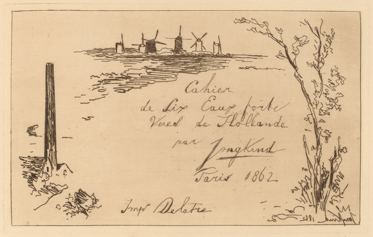 Titelseite (Titre du cahier de six eaux-fortes) von Johan Barthold Jongkind