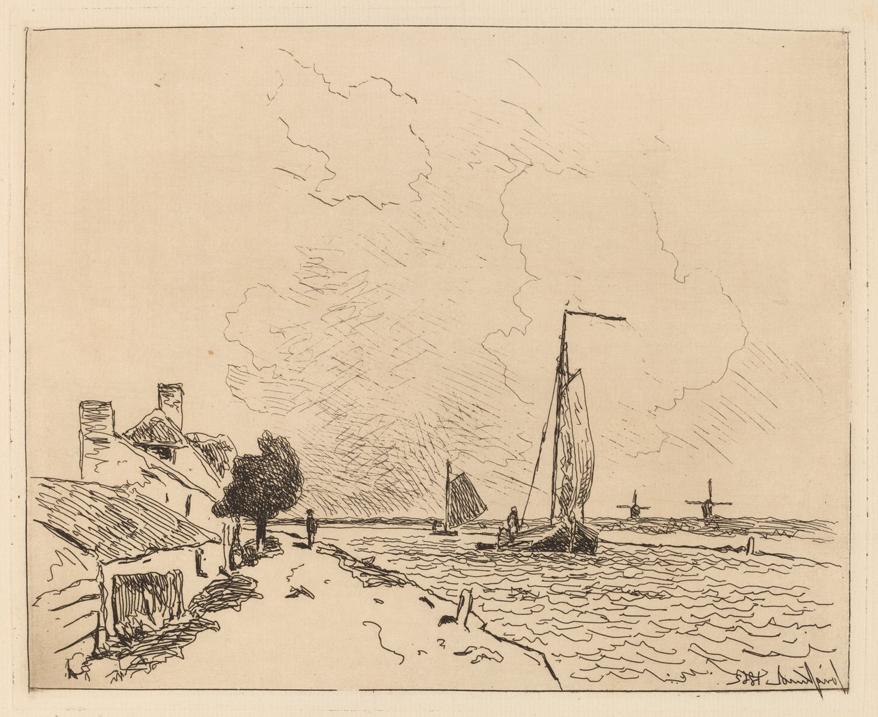 Zwei Segelboote von Johan Barthold Jongkind