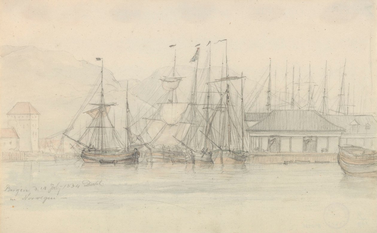 Hafen von Bergen von Johan Christian Dahl