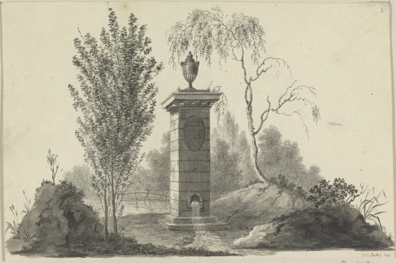 Brunnen mit Urne von Johan Christian Dahl