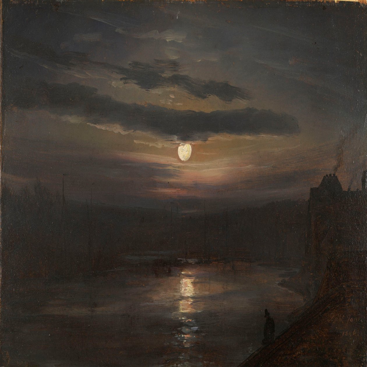 Mondschein über der Elbe von Johan Christian Dahl