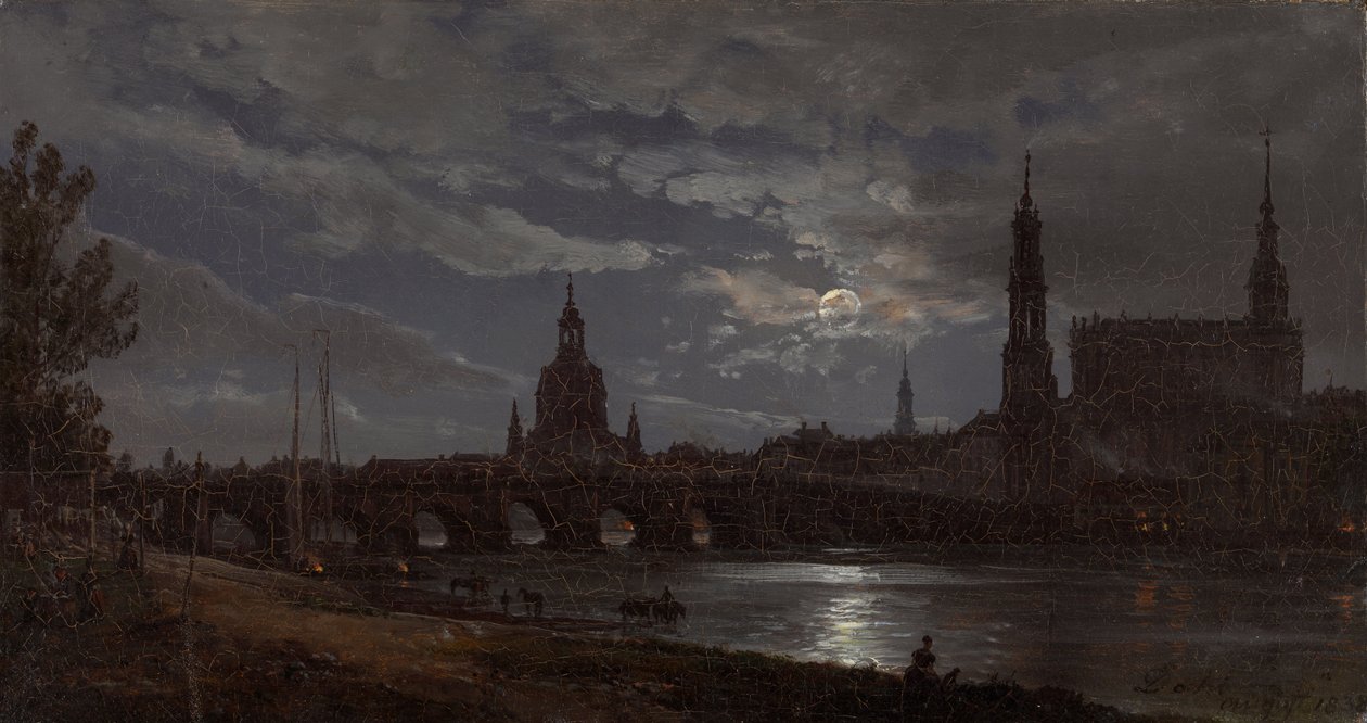 Blick auf Dresden im Mondlicht von Johan Christian Dahl