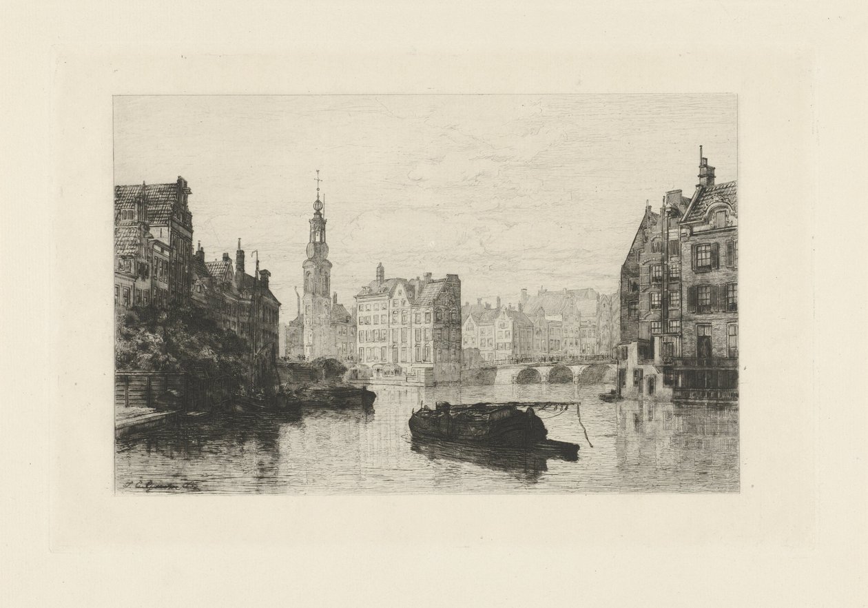 Ansicht des Muntturms in Amsterdam von Johan Conrad Greive
